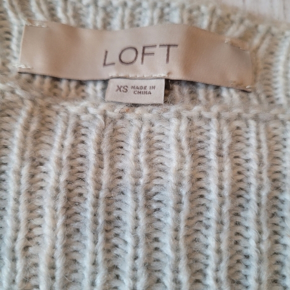 Loft Striped Light Gray Mint Lavender Sweater XS - Picture 2 of 7